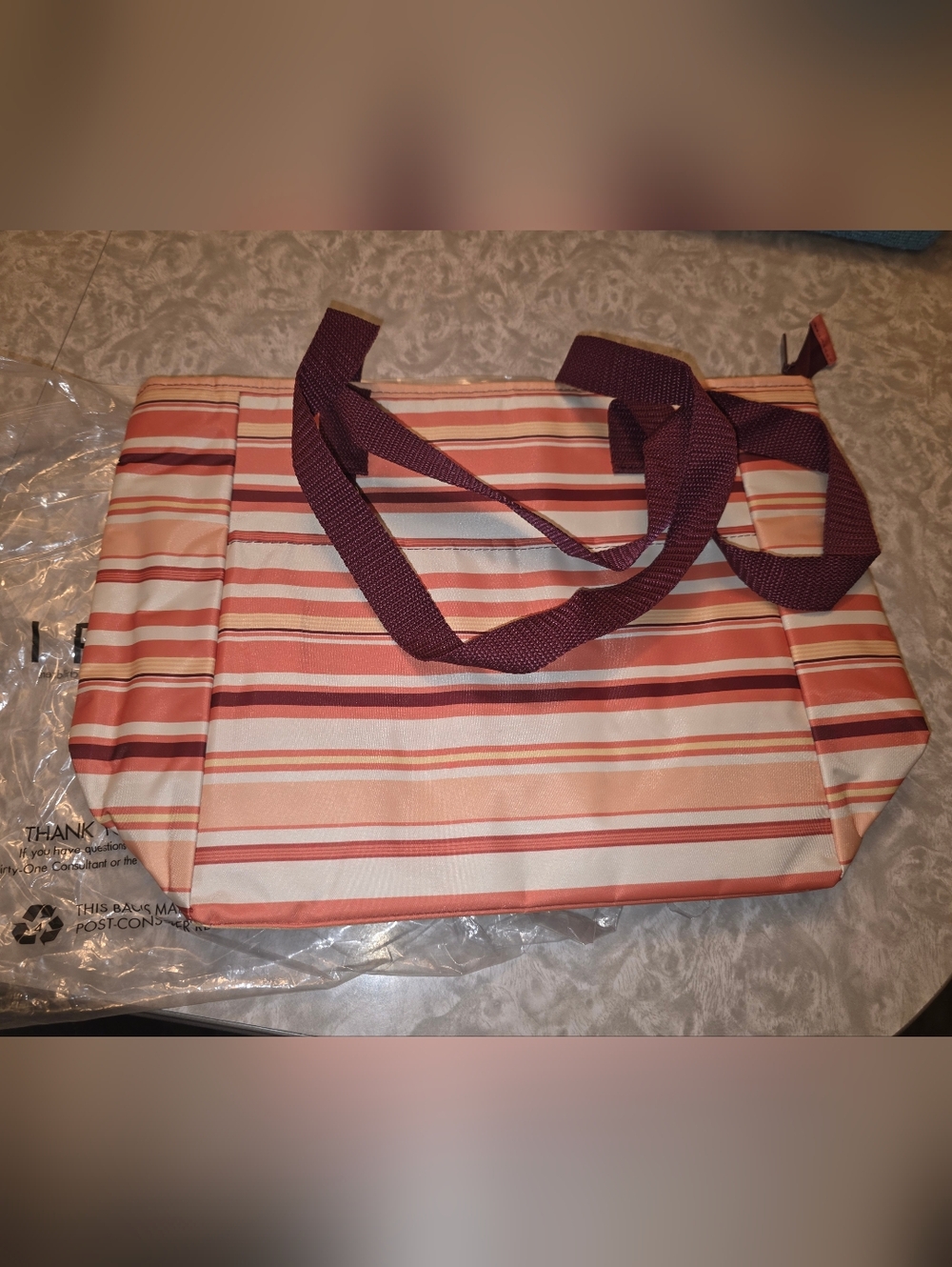 thirty-one  Lets Lunch Insulated Tote in sedona stfipe withHandles